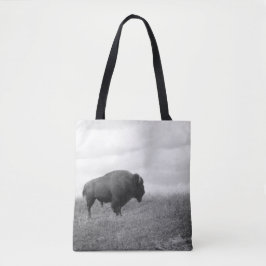Bolsa Tote Black & White Bison em um Hill