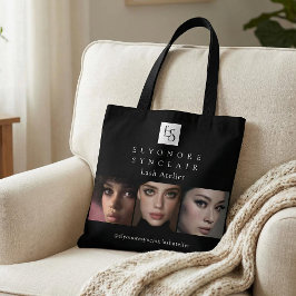 Bolsa Tote Black White Script Photo Qr Code Lash
