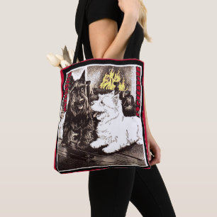 Bolsa Tote Blackie e Whitie junto à lareira
