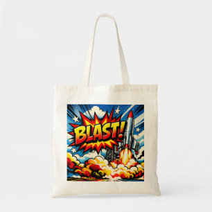 Bolsa Tote BLAST! Arte Pop Retro Explosão de Foguete