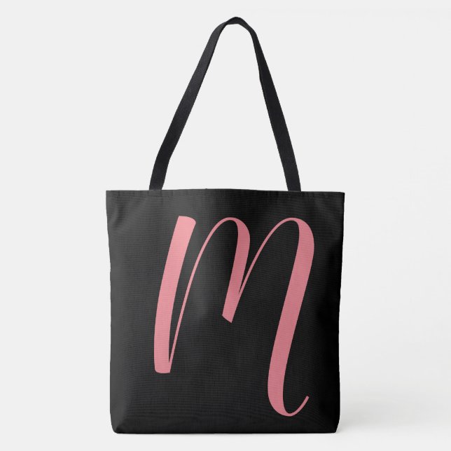 Bolsa Tote Blectote do Monograma do Script M Personalizado (Frente)