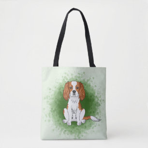 Bolsa Tote Blenheim Cavalier King Charles Spaniel Em Verde