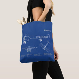 Bolsa Tote Bleriot XI - Planos de desenho do avião