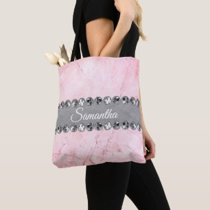 Bolsa Tote Bling do Diamond da Mármore Rosa