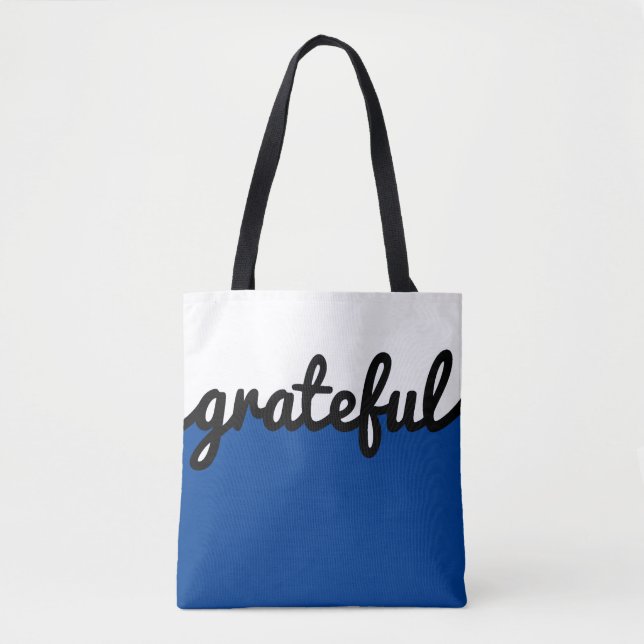 Bolsa Tote Bloco de cor branco azul gratoso (Frente)