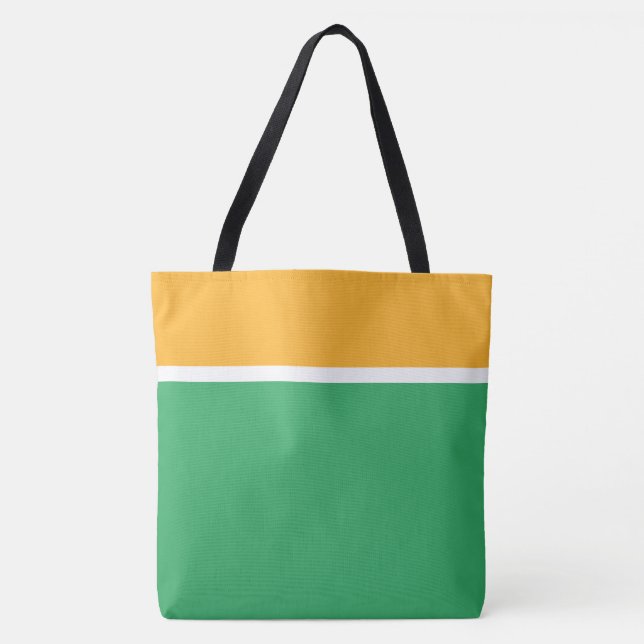 Bolsa Tote Bloco de Cor Laranja Amarelo Brilhante Branco Verd (Frente)