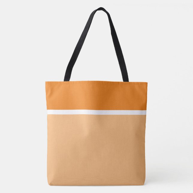 Bolsa Tote Bloco de Cor Laranja Brilhante Chic Branco Bege Cl (Frente)