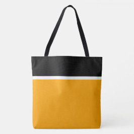 Bolsa Tote Bloco de Cor Laranja Dourado Branco Preto Divertid