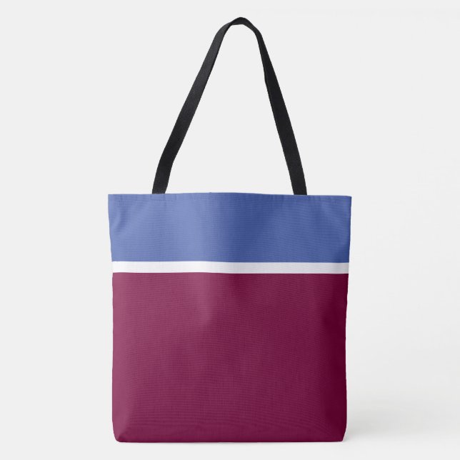 Bolsa Tote Bloco de Cor Moderno Azul Médio Branco Framboesa V (Frente)
