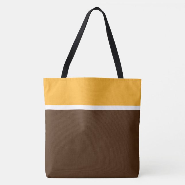 Bolsa Tote Bloco de Cor Outono Marrom Amarelo Laranja Branco  (Frente)