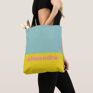 Bolsa Tote Bloco de Cor Pastel Brilhante Personalizado
