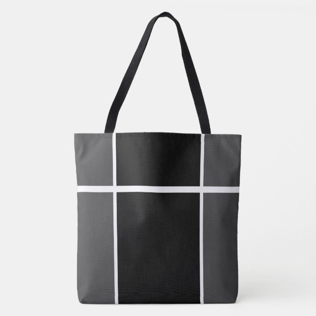 Bolsa Tote Bloco de Cor Preto Cinza Escuro Branco Profissiona (Frente)