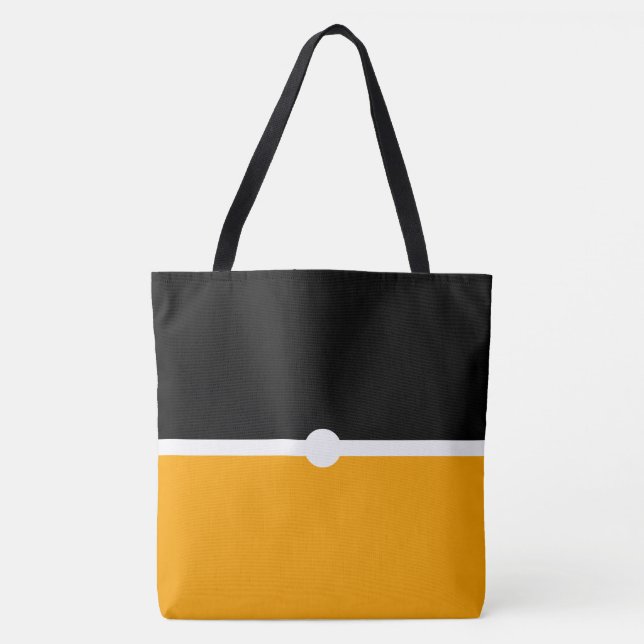 Bolsa Tote Bloco de Cor Preto Laranja Amarelo Branco Moderno (Frente)