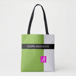 Bolsa Tote Bloco de Cor Verde Moderno Monogramado