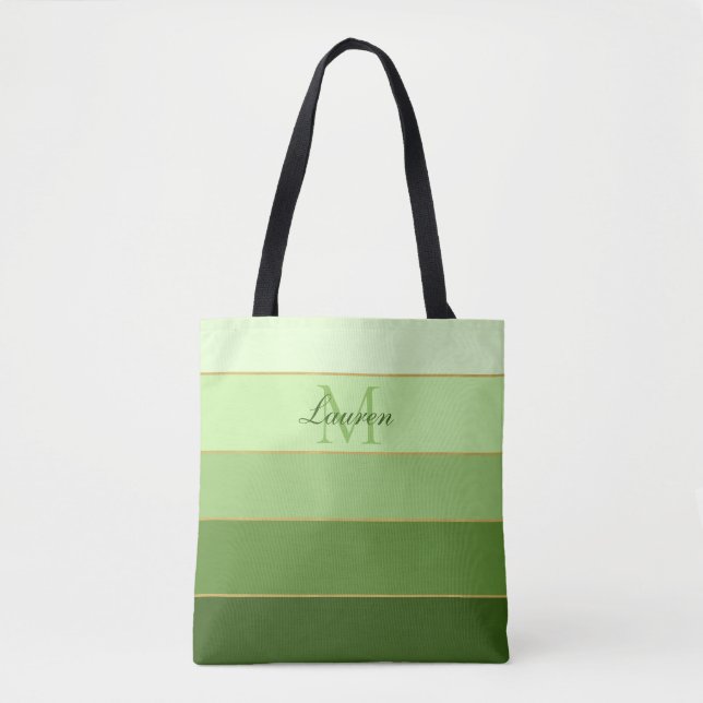 Bolsa Tote Bloco de Cores de Ombro Verde Personalizado (Frente)