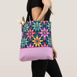 Bolsa Tote Bloco de Cores do Modo de Exibição da Vintage 60s