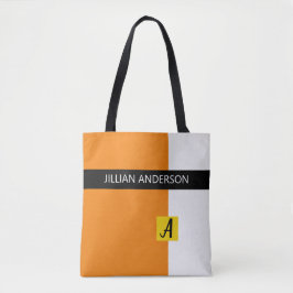Bolsa Tote Bloco de Cores Laranja Moderno Monogramado