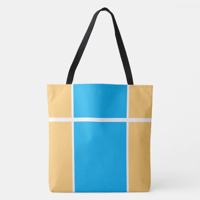 Bolsa Tote Bloco de Cores Moderno Azul Céu Amarelo Branco (Frente)