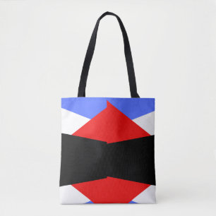 Bolsa Tote Bloco de cores vermelho e azul moderno e preto e b