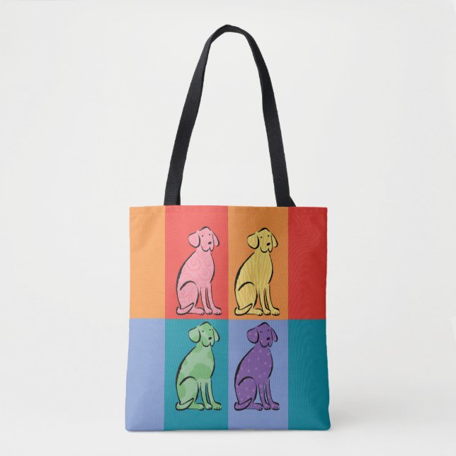 Bolsa Tote Blocos de cores da arte Labrador (Frente)
