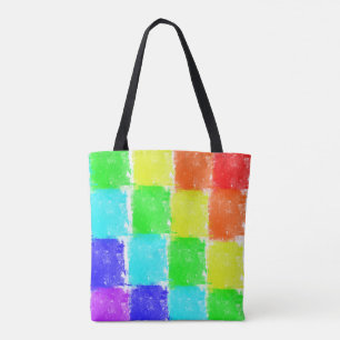 Bolsa Tote Blocos de cores modernos do arco-íris