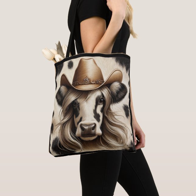 Bolsa Tote Blona Country Cow Girl Engraçada (Close Up)