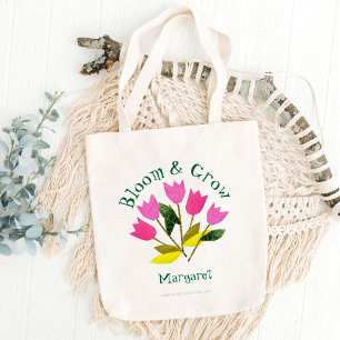 Bolsa Tote Bloom Floral Retroativo e Primavera personalizado 