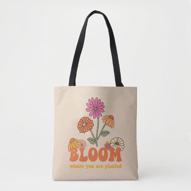 Bolsa Tote Bloom onde você está plantado (Frente)