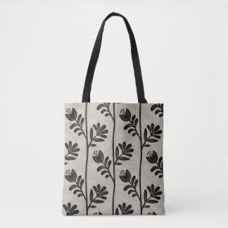 Bolsa Tote Blooming Floral Silhouette L black flowers