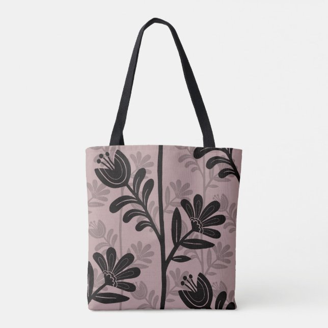 Bolsa Tote Blooming Floral Silhouette XL black flowers (Verso)