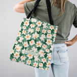 Bolsa Tote Blooms Florais de Primavera Daffodil | Monograma V<br><div class="desc">Esta bolsa de tote floral primavera daffodil floral floral floresce monograma é o presente perfeito para ela.</div>