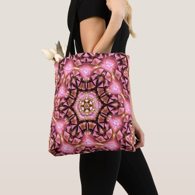 Bolsa Tote Bloqueio de salmão pinto escovado com fio queimado (Close Up)