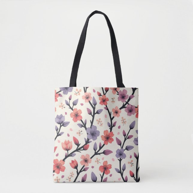 Bolsa Tote Blossoming Serenity: Cherry Blossom Elegance (Frente)