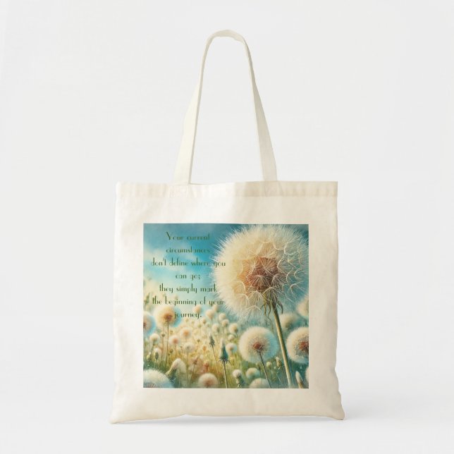 Bolsa Tote Blowball de Dandelion e citação #2 (Frente)