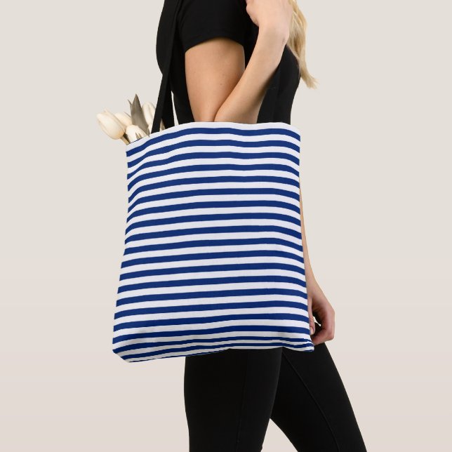 Bolsa Tote Blue and White Stripes (Close Up)