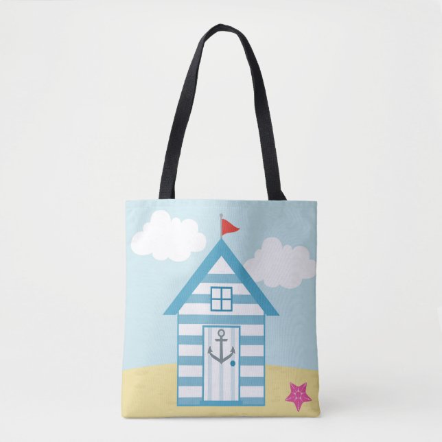 Bolsa Tote Blue Beach Hut (Frente)