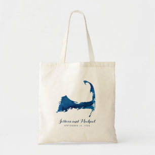 Bolsa Tote Blue Cape Cod Watercolor Map Casamento BAG Convida