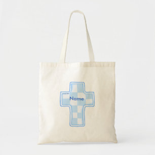 Bolsa Tote Blue Check Christian Cross