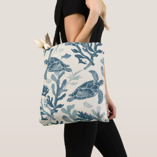 Bolsa Tote Blue Coral deixa Impressão de arte