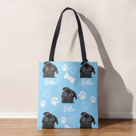 Bolsa Tote Blue Custom Paw Print Dog Lover Pet Photo