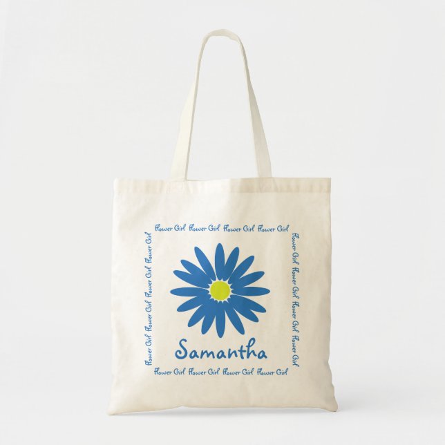 Bolsa Tote Blue Daisy Flower Girl (Frente)