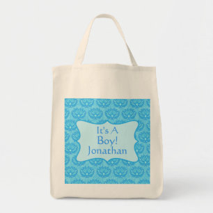 Bolsa Tote Blue Damask Baby É Um Anúncio De Nascimento De Men
