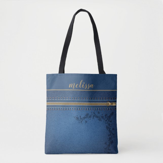 Bolsa Tote Blue Denim Personalizado (Frente)