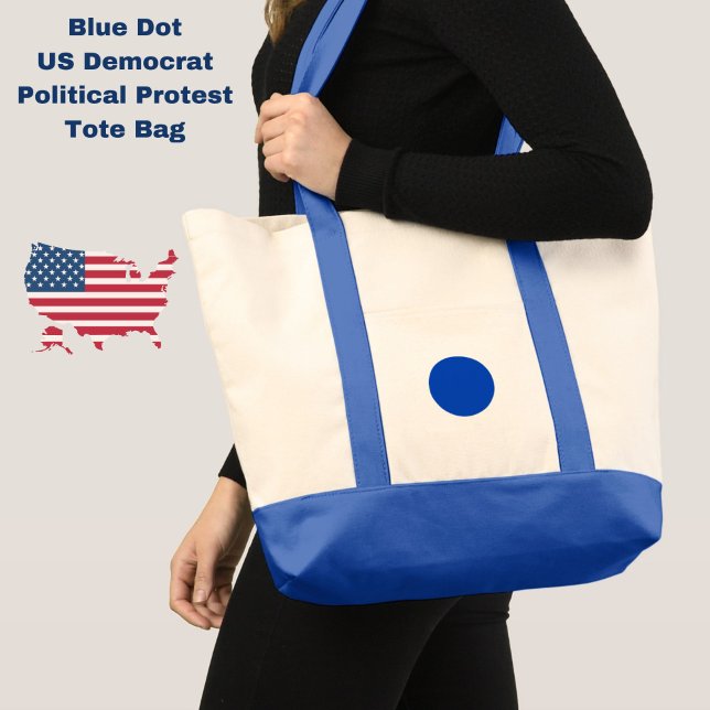 Bolsa Tote Blue Dot Democrat Support Anti-Trump (Resist with this Blue Dot US Democrat political protest tote bag.)