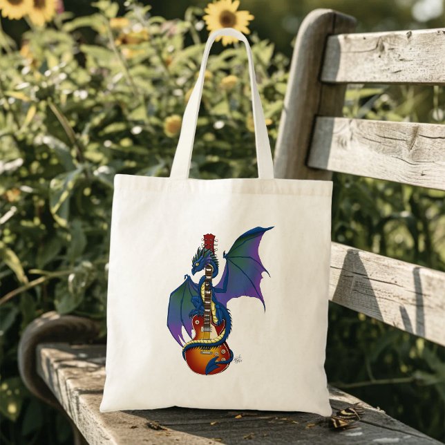 Bolsa Tote Blue Dragon Sunburst Guitar Music (Criador carregado)