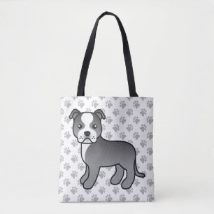 Bolsa Tote Blue E White Staffordshire Bull Terrier Dog