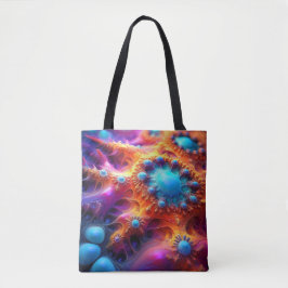 Bolsa Tote Blue Gold & Purple Psychedelic Fractal
