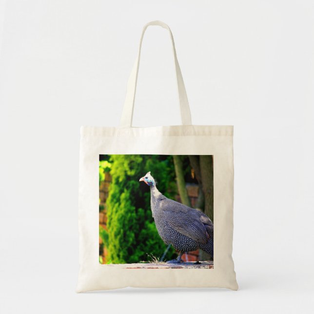 Bolsa Tote Blue Helmeted Guiné Fowl ao sol (Frente)