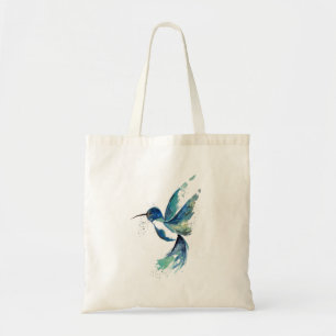 Bolsa Tote Blue Hummingbird Watercolor