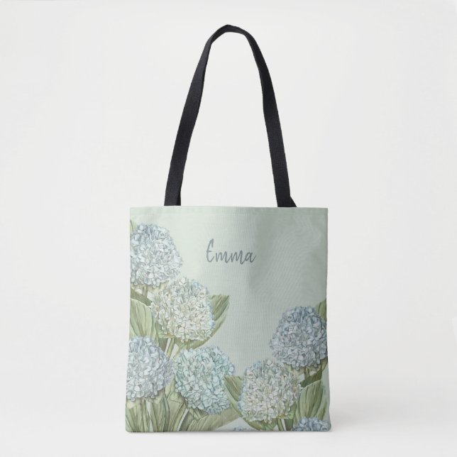 Bolsa Tote Blue Hydrangea/ Sage Green (Frente)